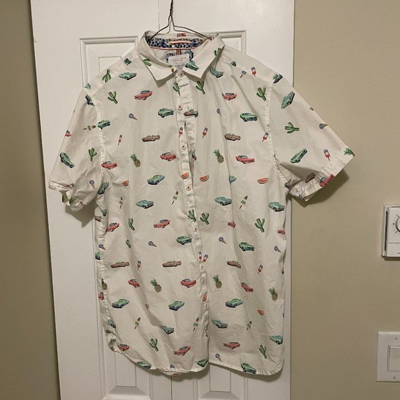 Denim and Flower Button Up - Picture 1 of 2